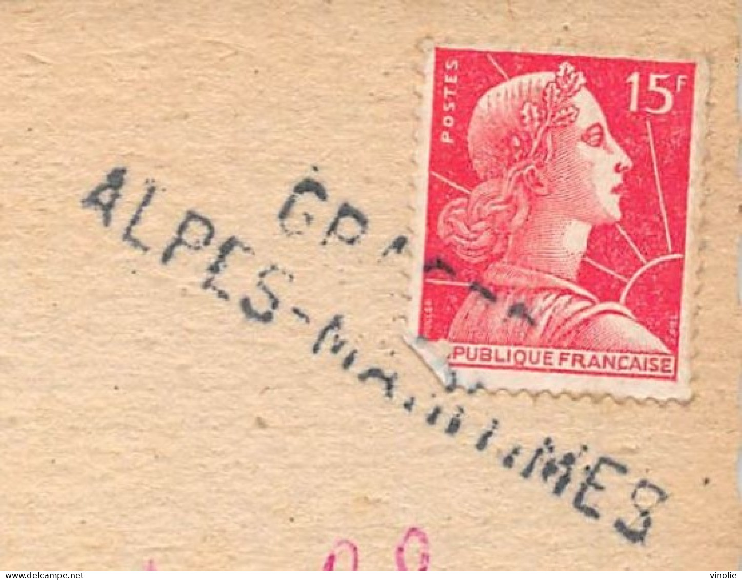 MO-24-394 :  CARTE POSTALE AVEC TIMBRE ANNULE. GRASSE. ALPES-MARITIMES - 1921-1960: Modern Tijdperk