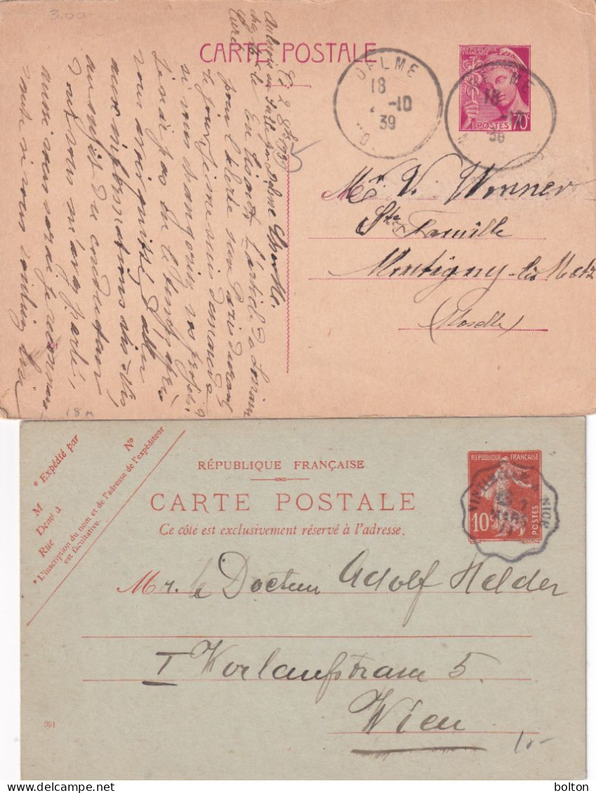 Francia N. 2 Interessanti Interi Postali - Briefe U. Dokumente