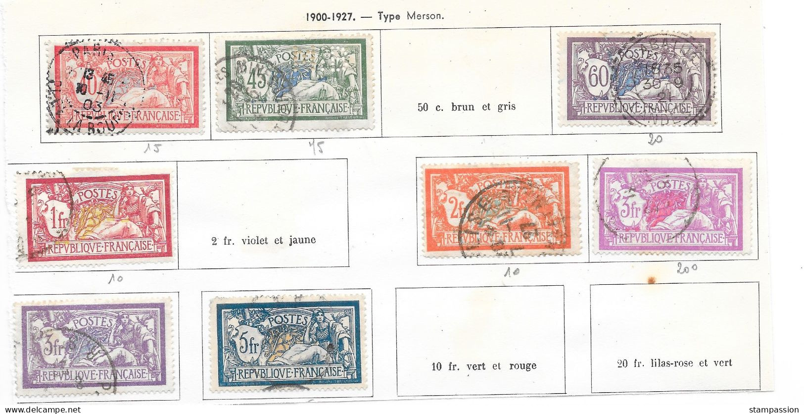 FRANCE 1900 Et + - Lot De Type Merson Oblitérés (8 Valeurs Différentes) - 1900-27 Merson