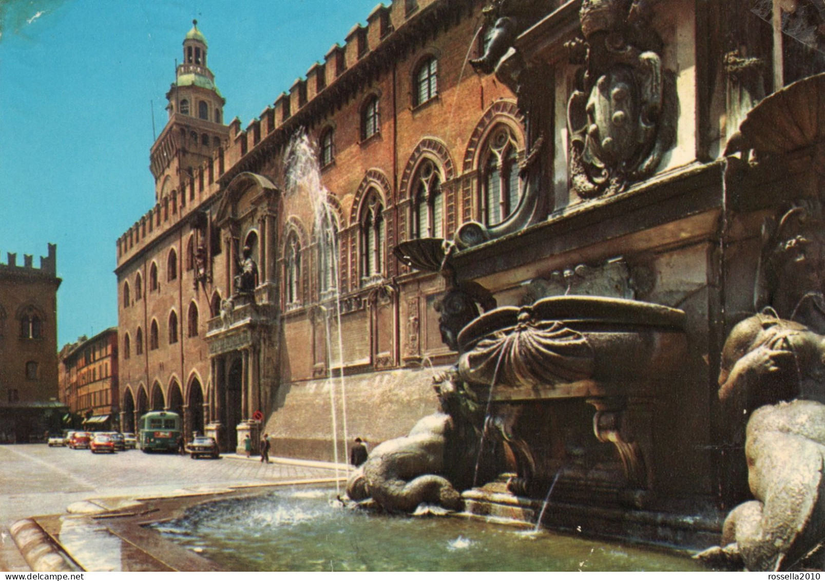 CARTOLINA 1972 ITALIA BOLOGNA FONTANA DEL NETTUNO E PALAZZO D'ACCURSIO Italy Postcard ITALIEN Ansichtskarten - Bologna