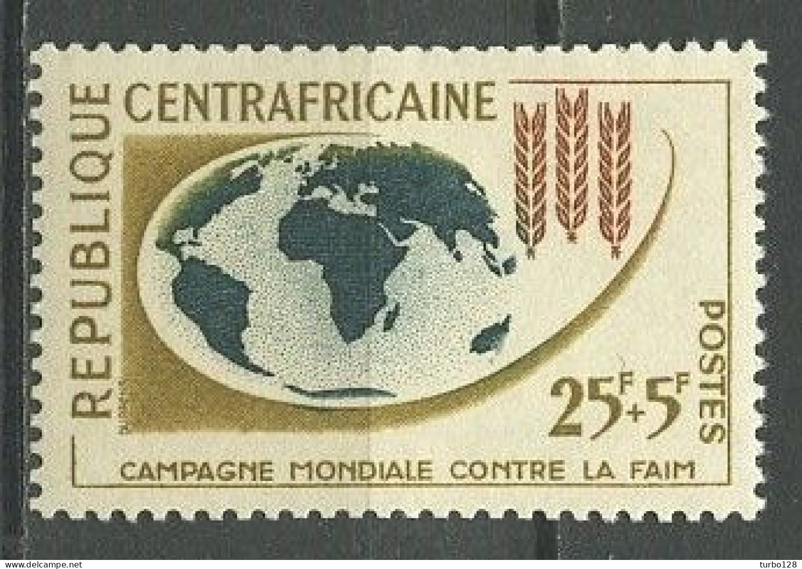 Centrafrique 1963 N° 25 ** Neuf MNH Superbe C 1,30 €Campagne Mondiale Contre La Faim Epis Flore Carte - Zentralafrik. Republik