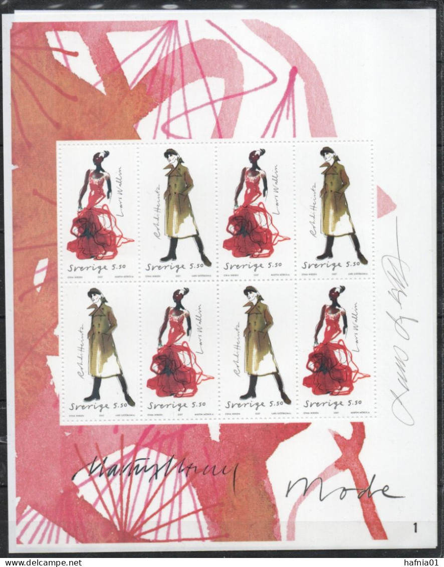Martin Mörck. Sweden 2007. Swedish Fashion. Souvenir Sheet. Michel 2601,2607. Cyl. I  MNH. Signed. - Blokken & Velletjes