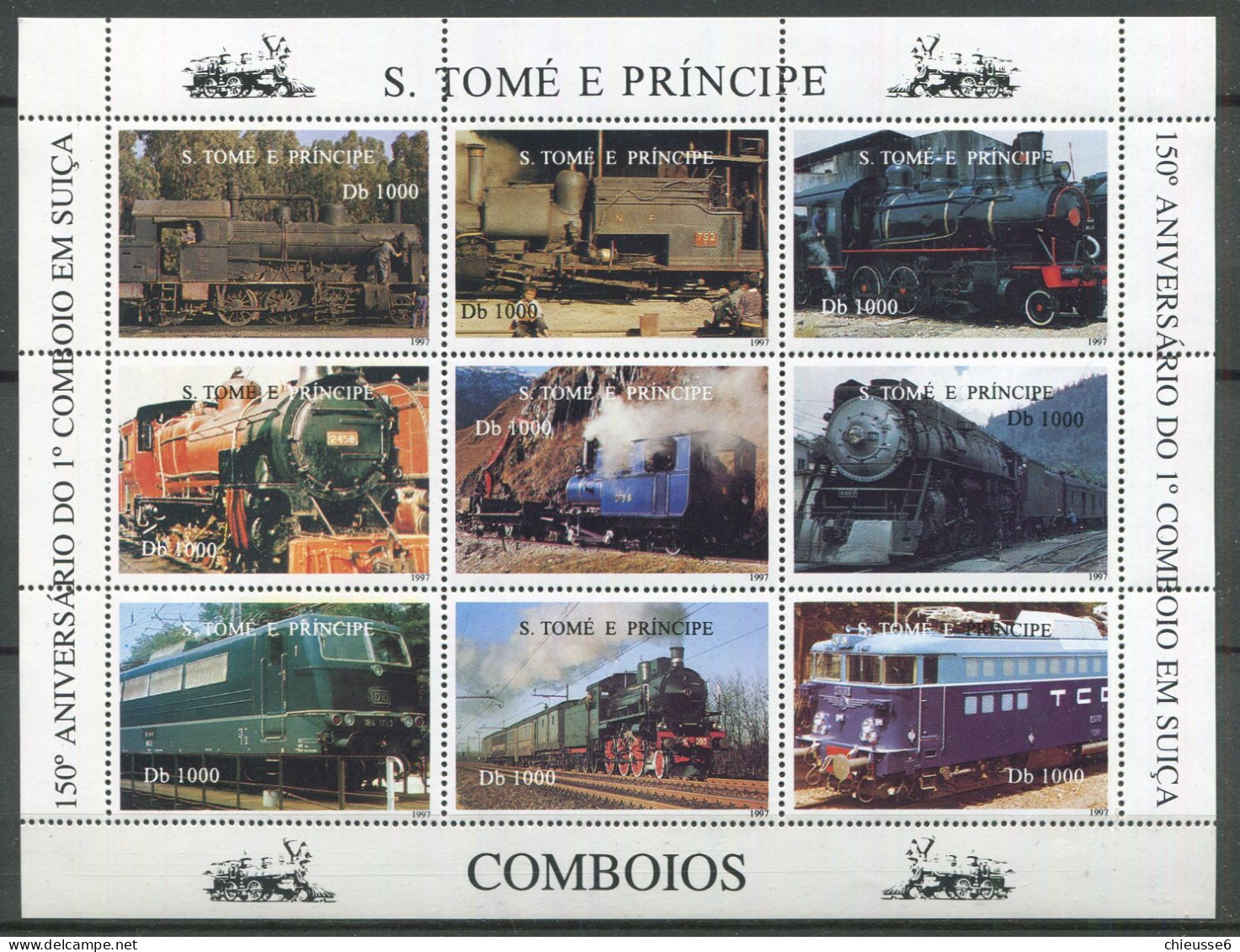 St Thomas Et Prince ** N° 1283 à 1291 En Feuillet - Locomotives - São Tomé Und Príncipe