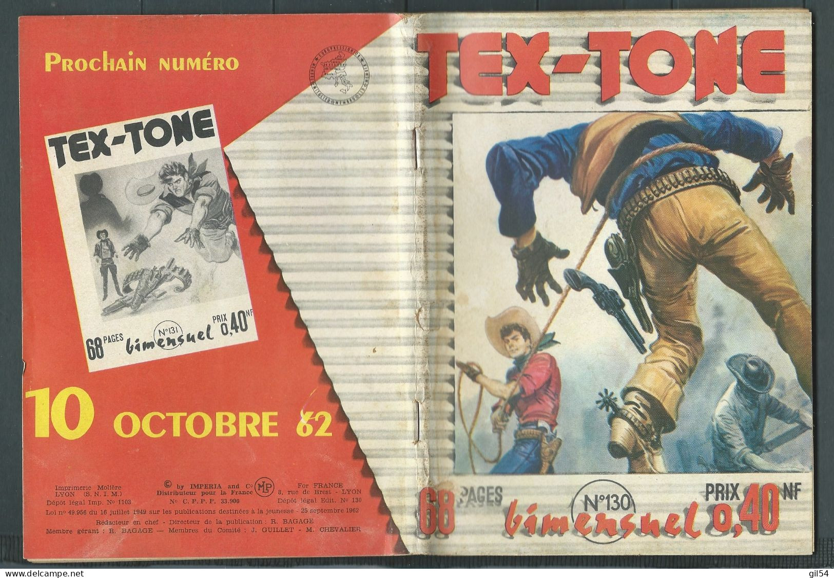 Tex-Tone  N° 130 - Bimensuel  " La Terrible Chevauchée  " - D.L.  25 Septembre  1962 - Tex0605 - Piccoli Formati