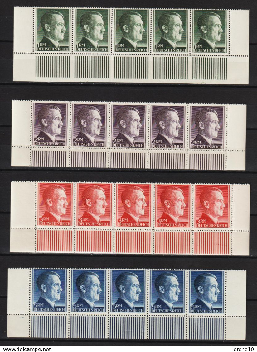 Adolf Hitler MiNr. 799-802 ** Kpl. Unterrand Streifen - Unused Stamps