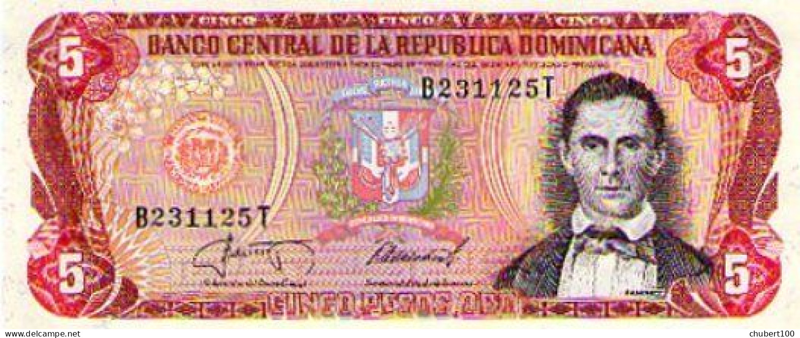 DOMINICAN REP.  ,   P 118c, 5 Pesos , 1987, UNC , 3 Consecutive Notes - República Dominicana