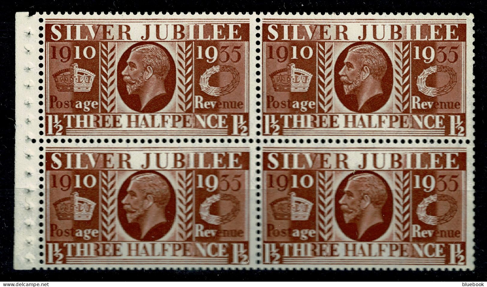 Ref 1644 - GB 1935 KGV Silver Jubilee - 1 1/2d Booklet Pane MNH SG 455a - Unused Stamps