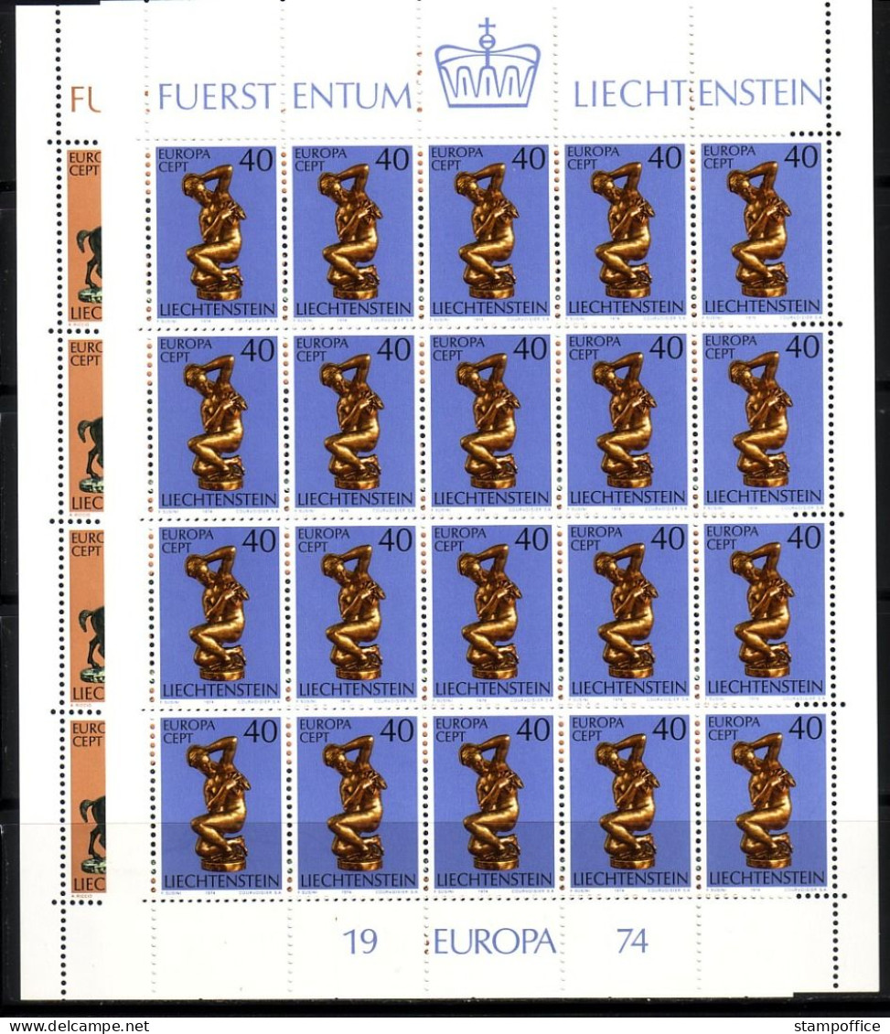 LIECHTENSTEIN MI-NR. 600-601 POSTFRISCH(MINT) KLEINBOGENSATZ EUROPA 1974 SKULPTUREN - 1974