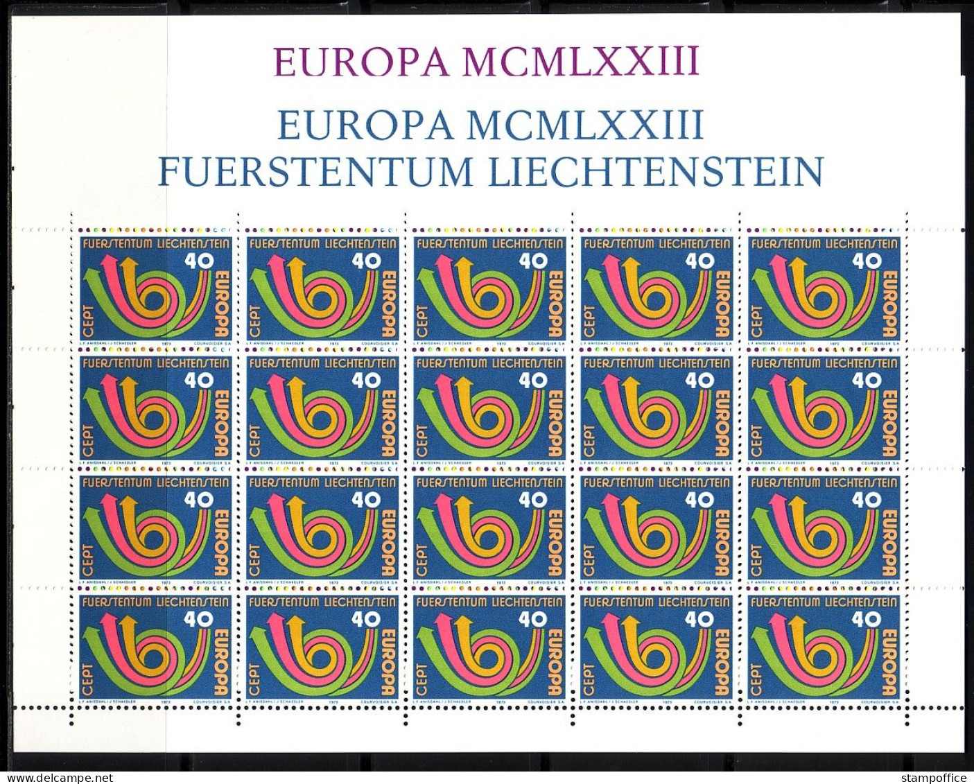 LIECHTENSTEIN MI-NR. 579-580 POSTFRISCH(MINT) KLEINBOGENSATZ EUROPA 1973 POSTHORN - 1973