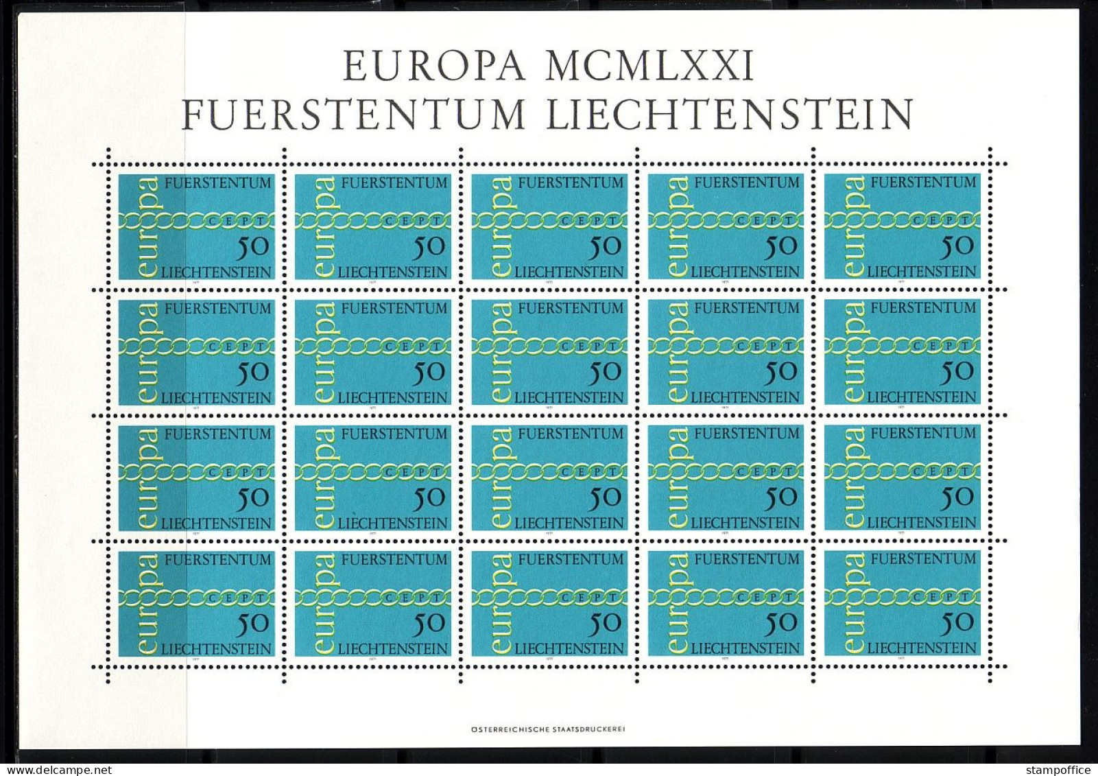 LIECHTENSTEIN MI-NR. 545 POSTFRISCH(MINT) KLEINBOGEN EUROPA 1971 KETTE - 1971