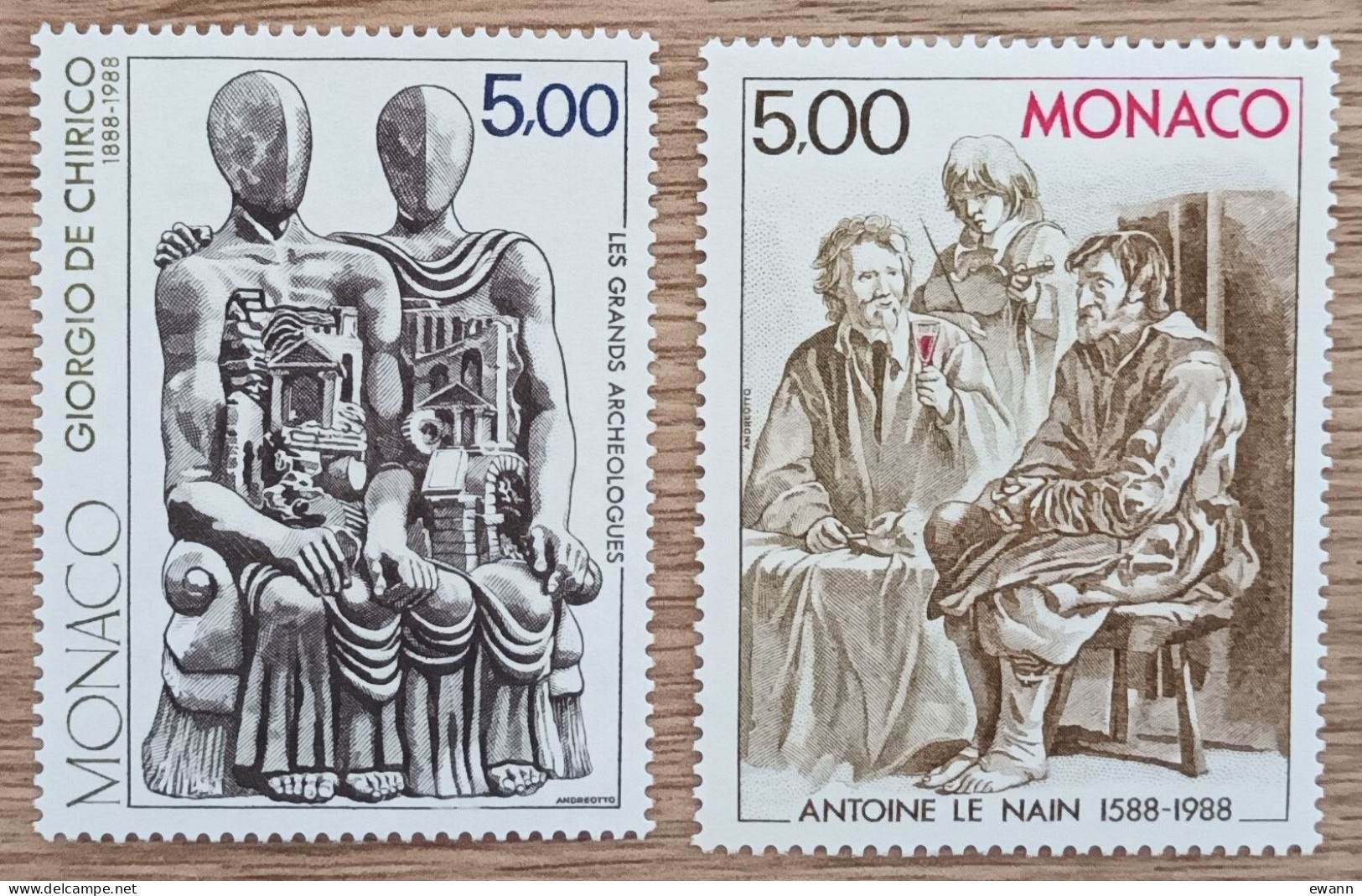 Monaco - YT N°1657, 1658 - Giorgio De Chirico / Antoine Le Nain - 1988 - Neuf - Neufs