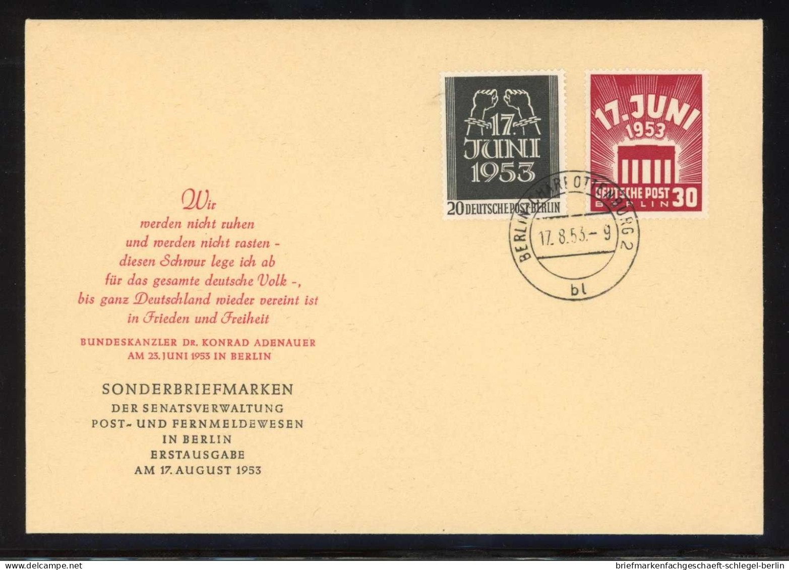 Berlin, 1953, 110-11 FDC, Brief - Andere & Zonder Classificatie