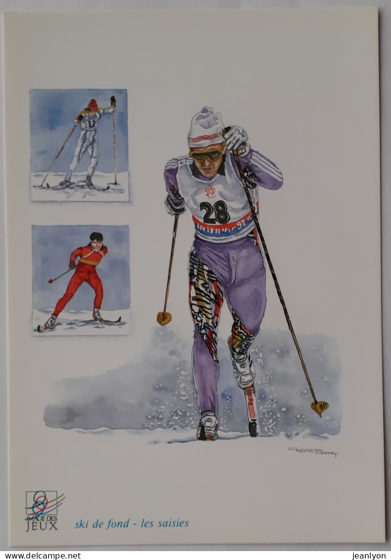 SKI DE FOND - LES SAISIES - Skieur - Jeux Olympiques - CP Reproduisant Aquarelle Christian Burdet - Wintersport