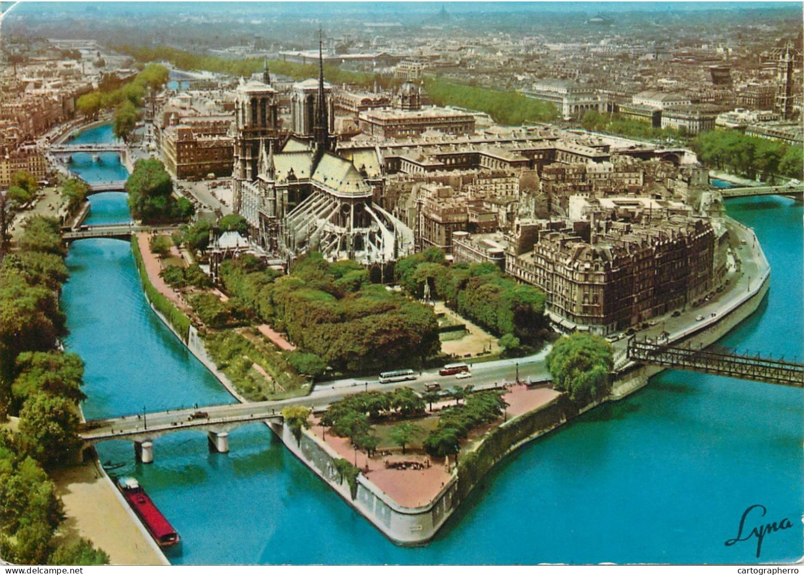 Navigation Sailing Vessels & Boats Themed Postcard Paris L'Ile De La Cite Cargo Ship - Zeilboten