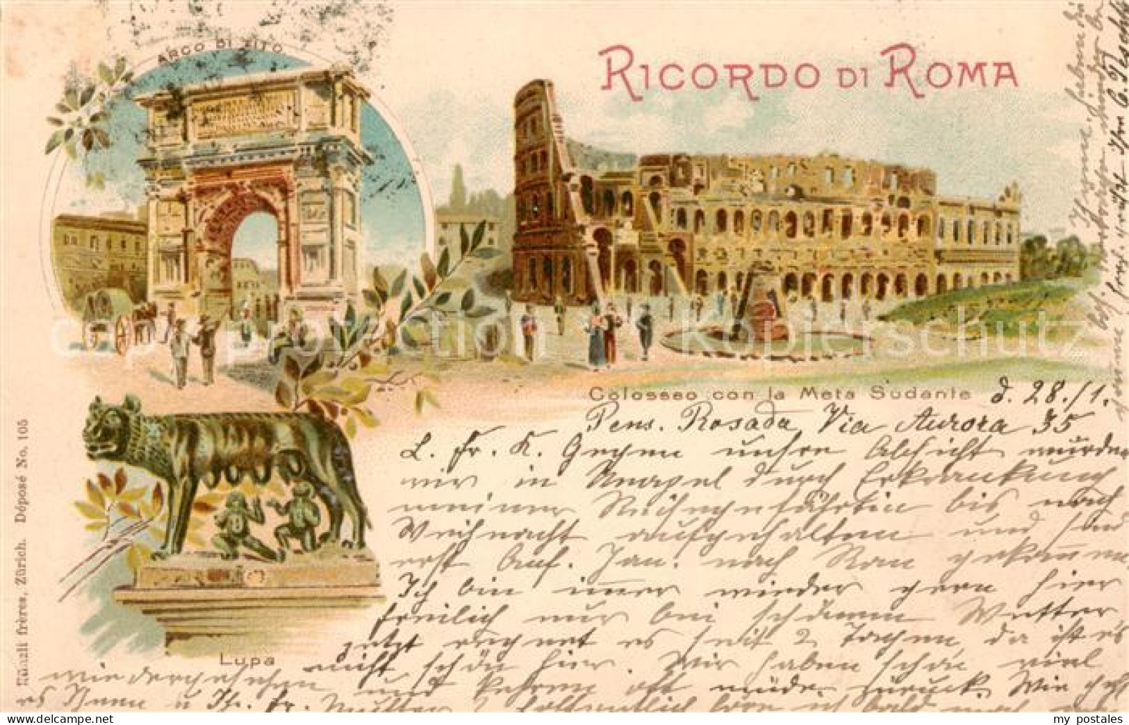 73792633 Roma  Rom IT Colosseo Con La Meta Sudanie - Arco Di Tito - Lupa  - Other & Unclassified