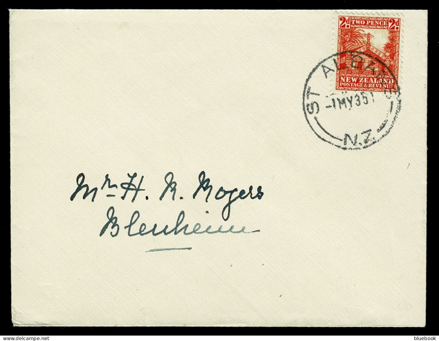 Ref 1644 - 1935 New Zealand Cover - St Albans 2d Rate To Blenheim - Super Postmark - Covers & Documents
