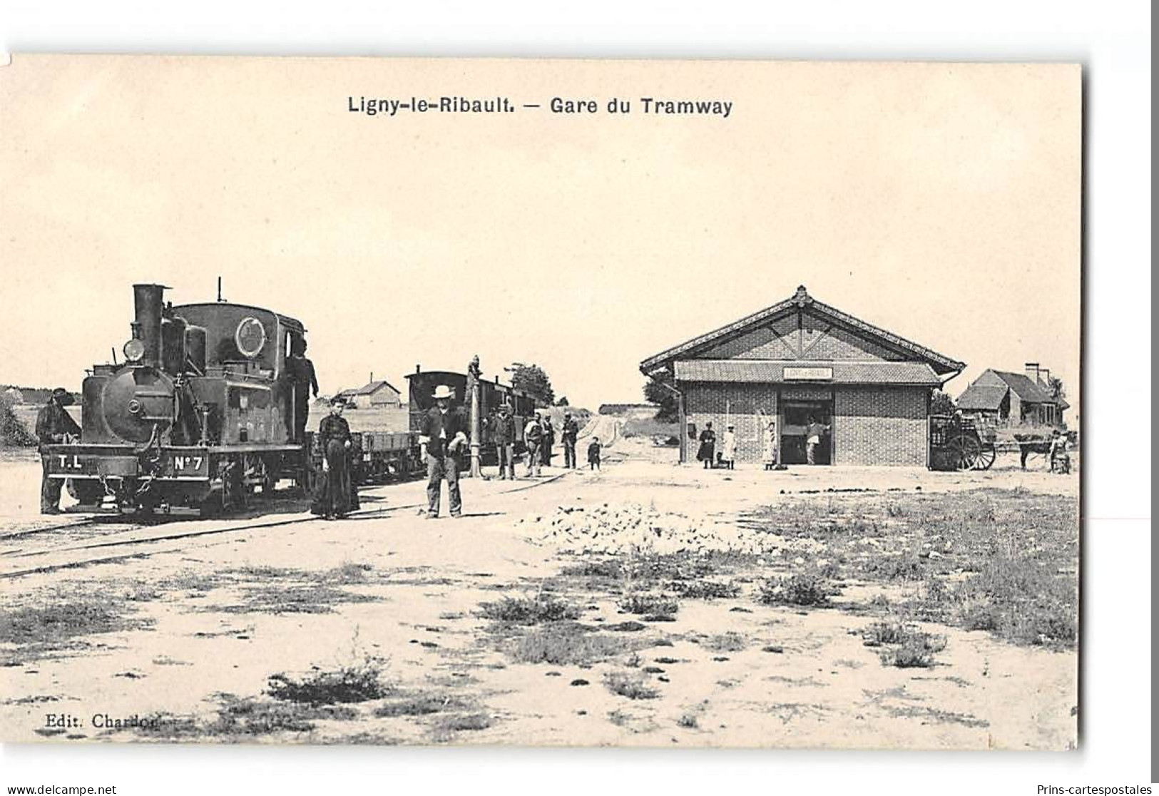 CPA 45 Ligny Le Ribault La Gare Et Le Train Tramway - Sonstige & Ohne Zuordnung