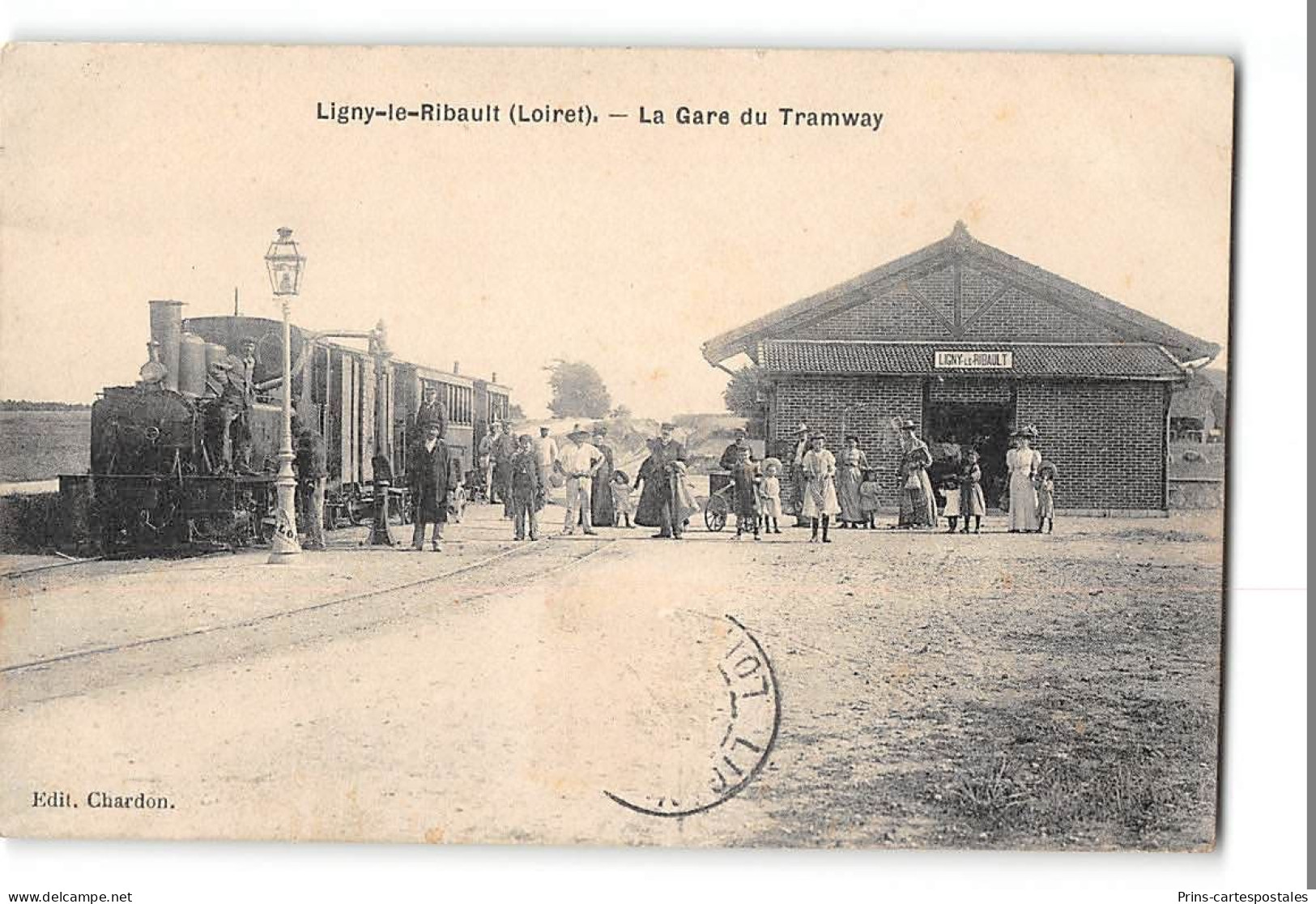 CPA 45 Ligny Le Ribault La Gare Et Le Train Tramway - Autres & Non Classés