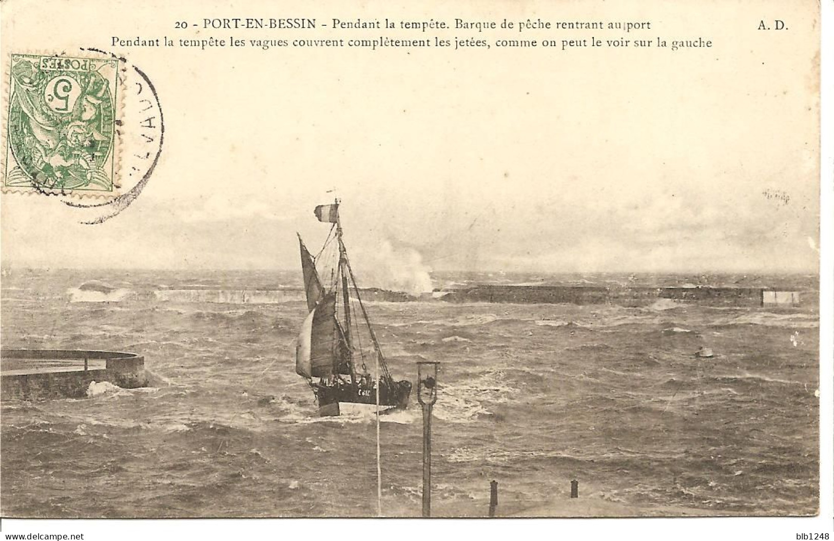 [14] Calvados > Port En Bessin - Pendant La Tempete Barque De Peche Rentrant Au Port - Andere & Zonder Classificatie