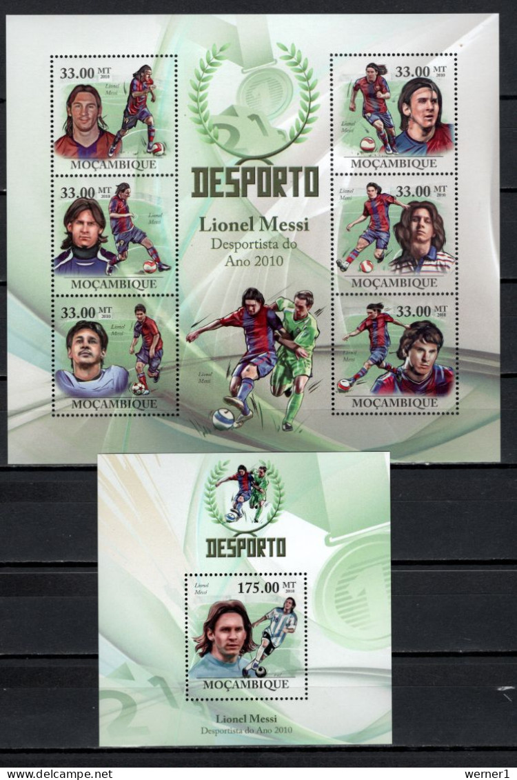 Mozambique 2010 Football Soccer World Cup, Lionel Messi Sheetlet + S/s MNH - 2010 – Sud Africa