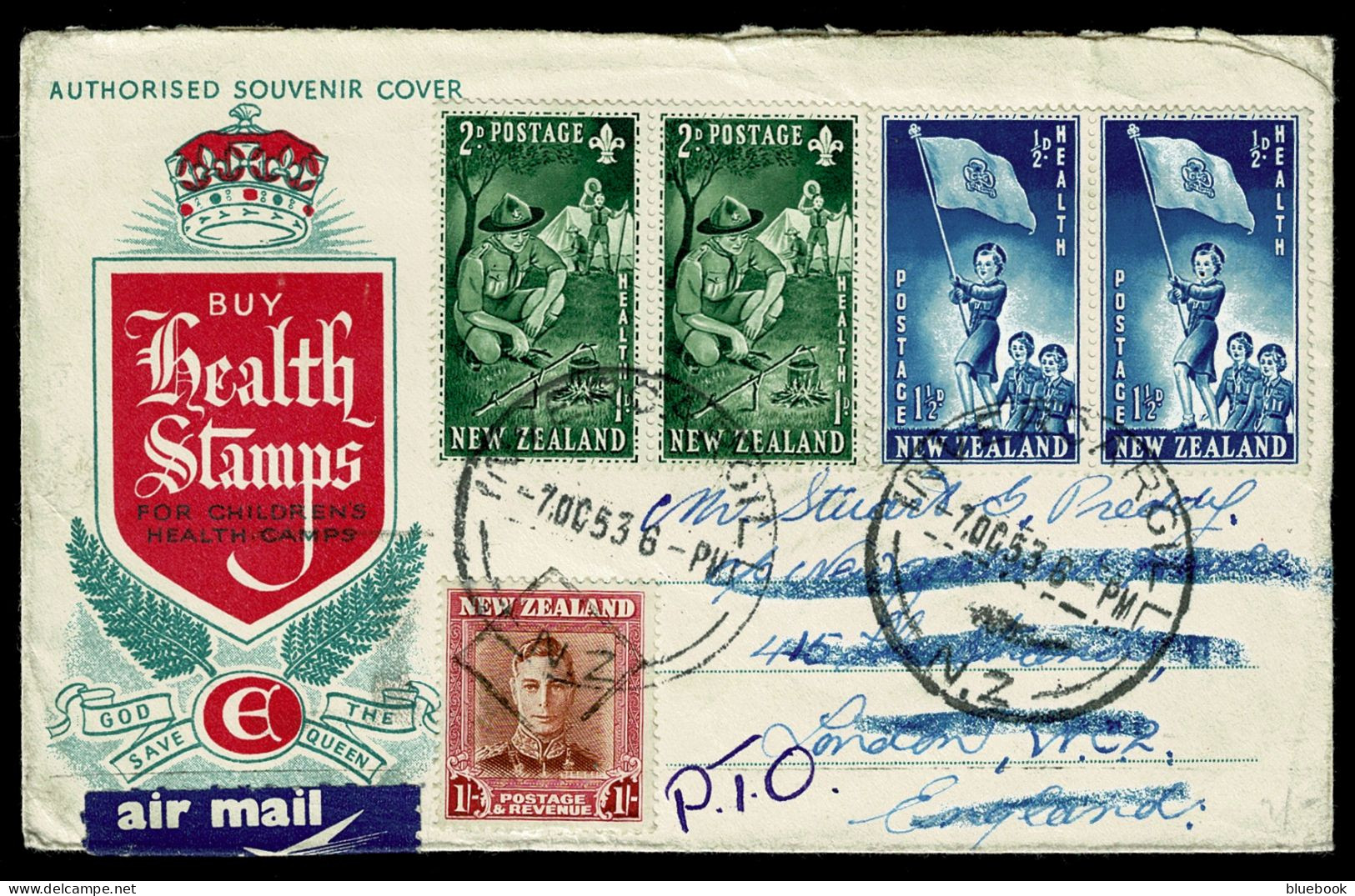 Ref 1644 - 1953 Cover - Invercargil New Zealand 1s/5d Rate To London & Readdressed - Covers & Documents