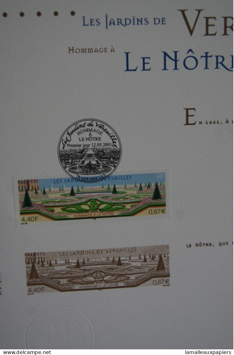 Lenotre Les Jardins De Versailles : Collection Historique Du Timbre Poste Français (2001) 1e JOUR - Sonstige & Ohne Zuordnung