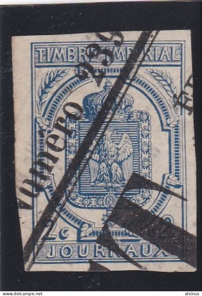 FRANCE - TIMBRE JOURNAUX - 1868 - N° 2 - 2 C BLEU- SIGNE - OBLITERE - Zeitungsmarken (Streifbänder)