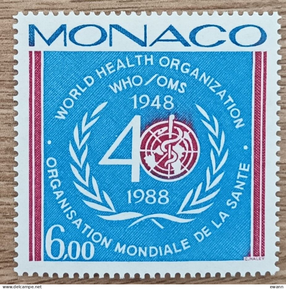 Monaco - YT N°1636 - OMS / Organisation Mondiale De La Santé - 1988 - Neuf - Neufs