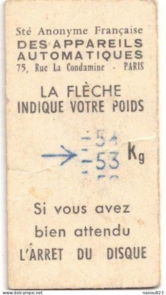 TICKET PUBLICITE DE PESAGE APPAREILS AUTOMATIQUES MUSEE AUTOMOBILE LE MANS LOURDES TRANSPORTS VOITURE GREGOIRE POISSY - Auto's