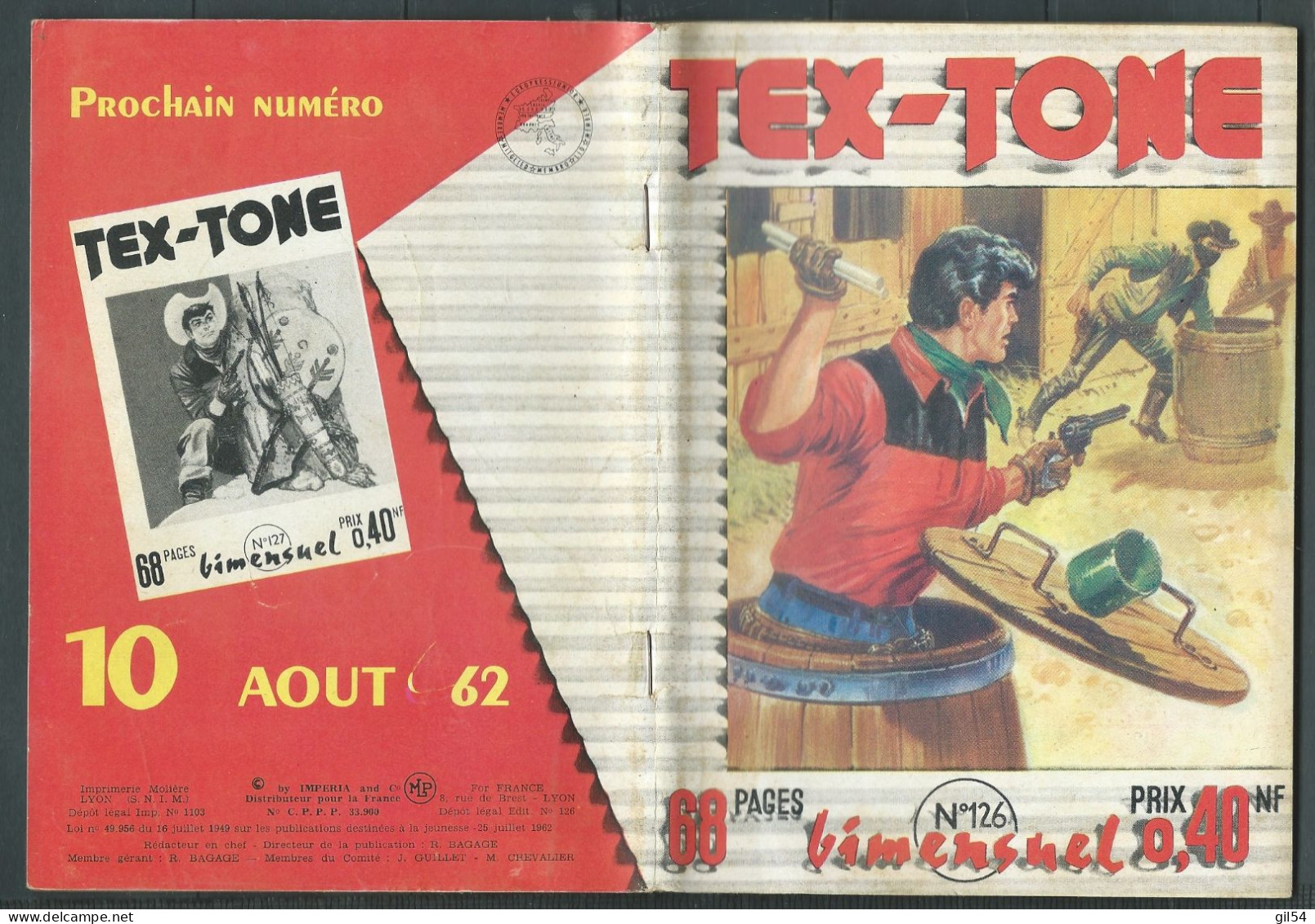 Tex-Tone  N° 126 - Bimensuel  "le Lasso Du Destin " - D.L.  25 Juillet 1962 - Tex0704 - Small Size