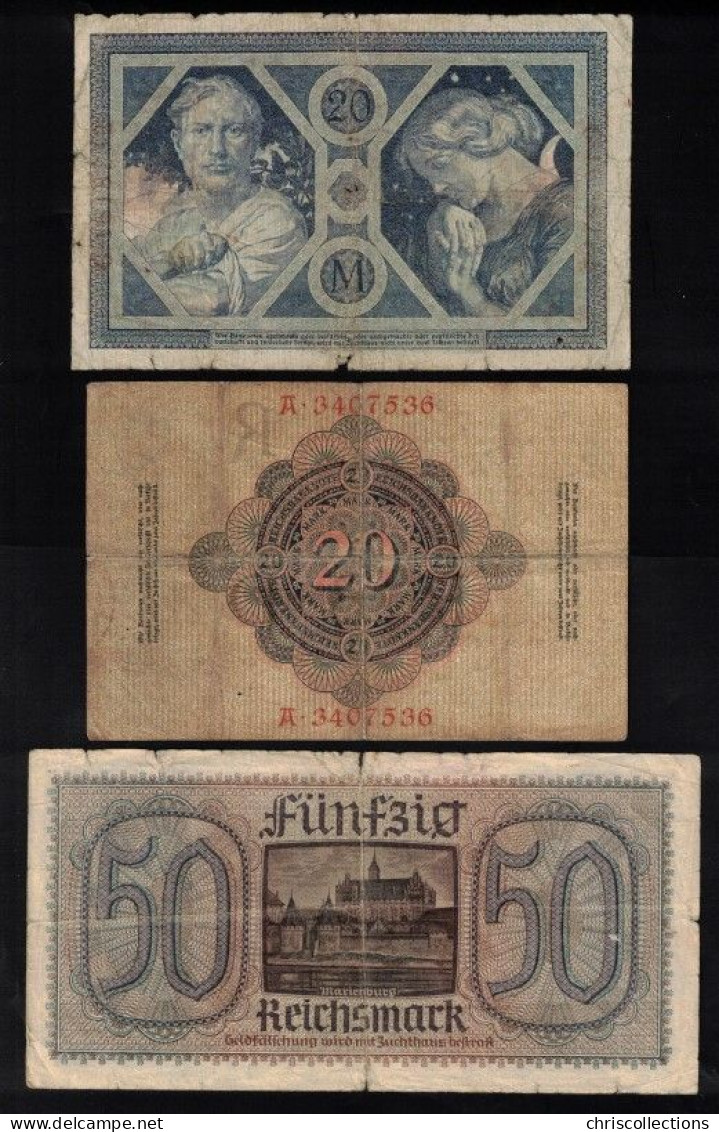 ALLEMAGNE - Lot de 25 Billets Allemands