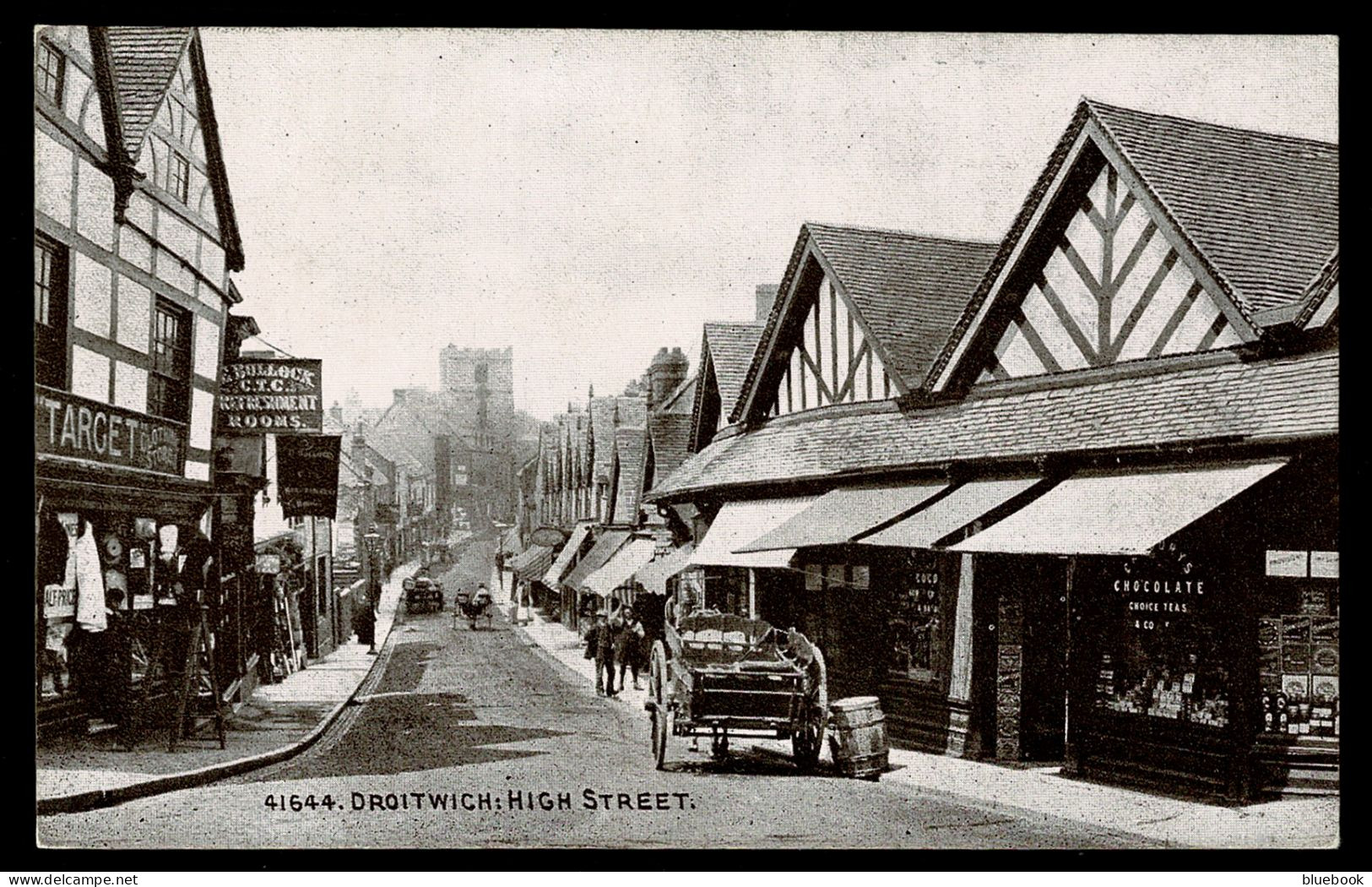 Ref 1644 - Early Postcard - Shops & Carts On Droitwich High Street - Worcestershire - Otros & Sin Clasificación