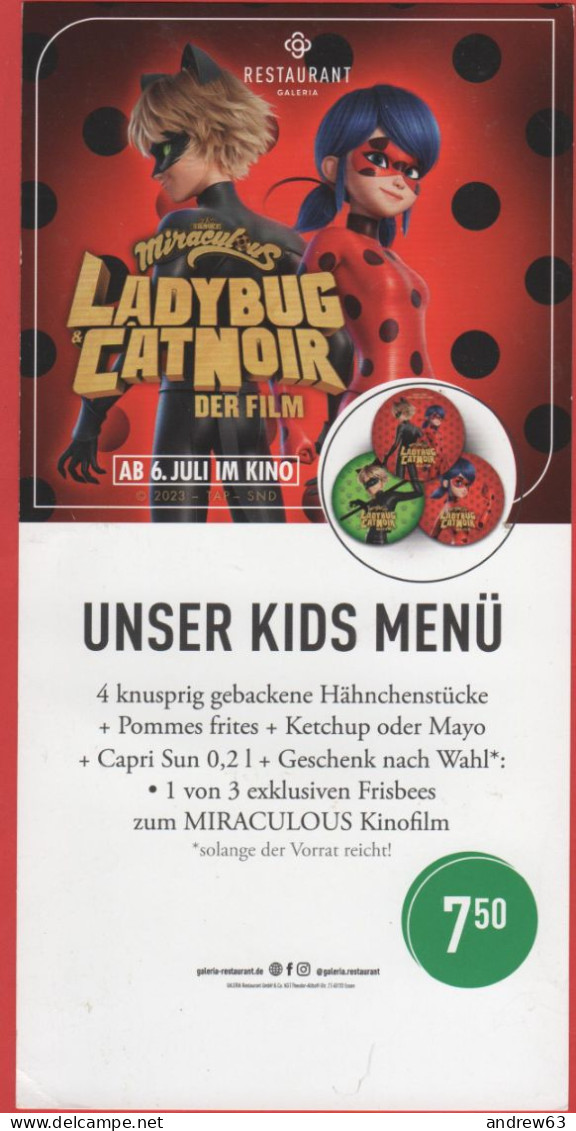 GERMANIA - GERMANY - Deutschland - ALLEMAGNE - Essen - Restaurant Galeria - Lady Bug & Cat Noir -Volantino Pubblicitario - Reclame