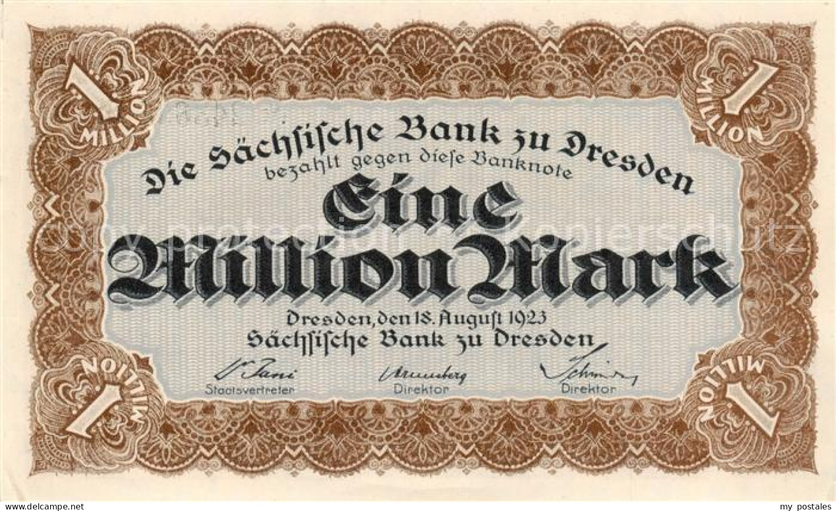 73792072 Dresden Elbe Banknote Eine Million Mark Saechsische Bank  - Dresden