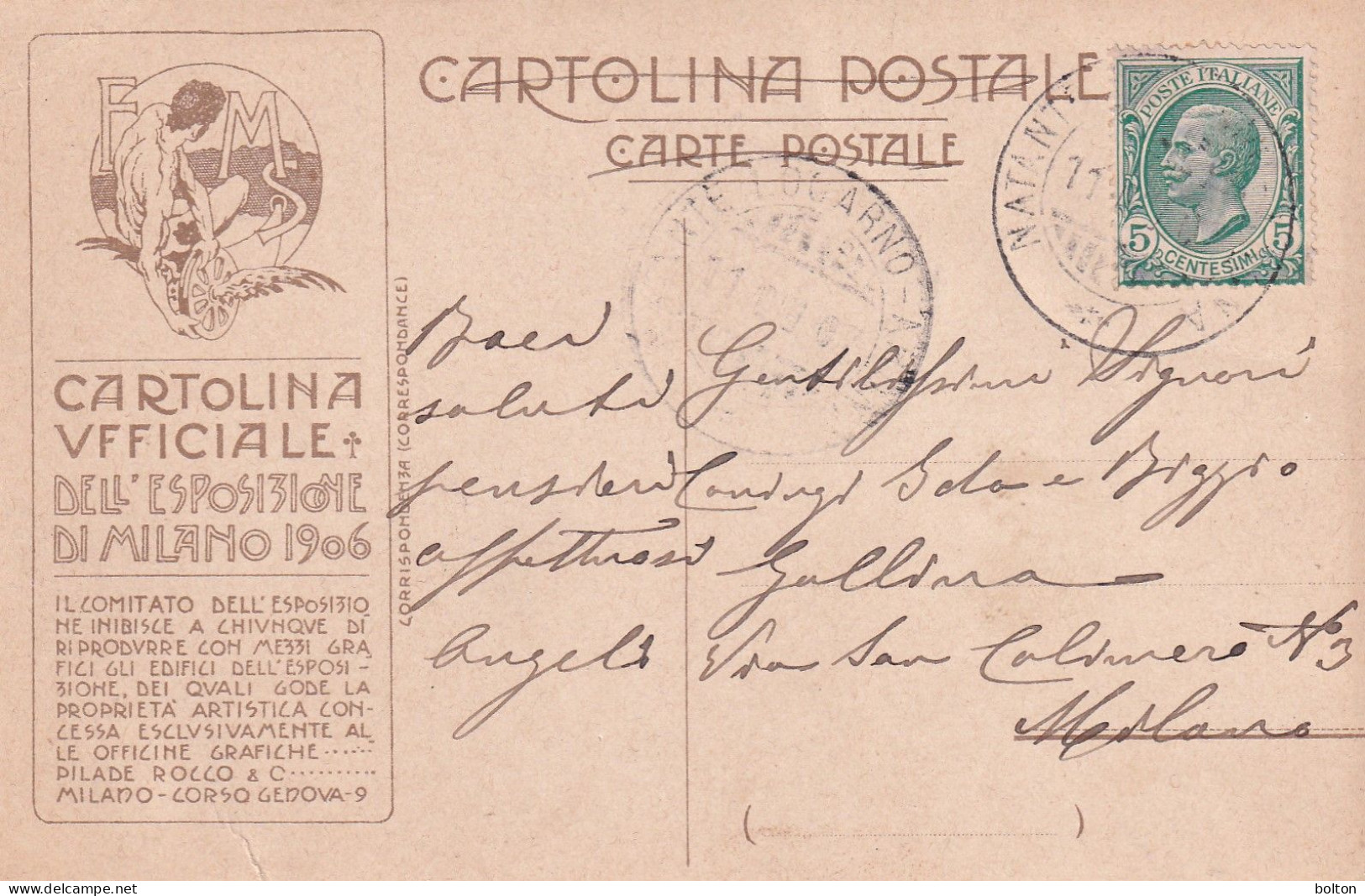 N. 2 Cartoline Ufficiali  Dell'esposizione Di Milano Del 1906 - Marcofilie