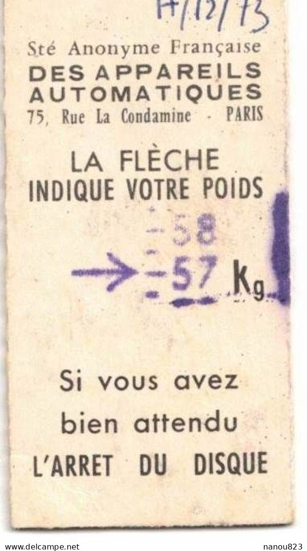 TICKET PUBLICITE DE PESAGE APPAREILS AUTOMATIQUES MUSEE AUTOMOBILE LE MANS LOURDES TRANSPORTS VOITURE AMEDEE BOLLEE - Auto's