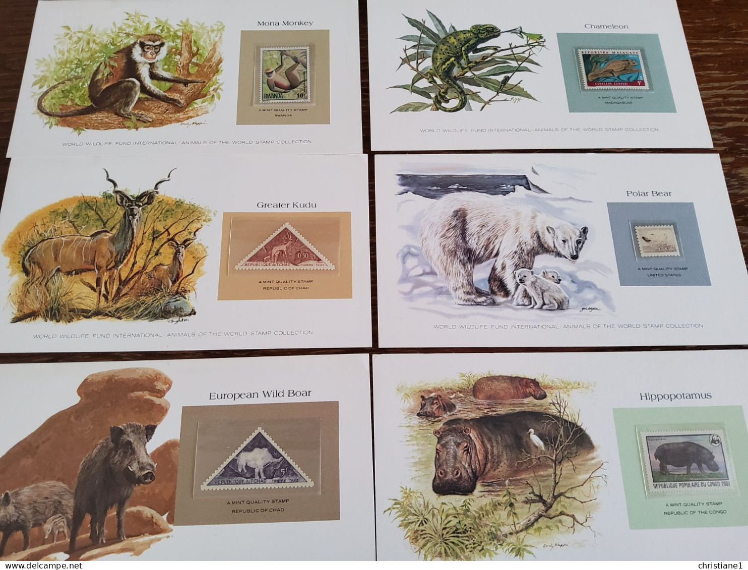 WWF lot de 48 cartes avec textes en anglais  et en français