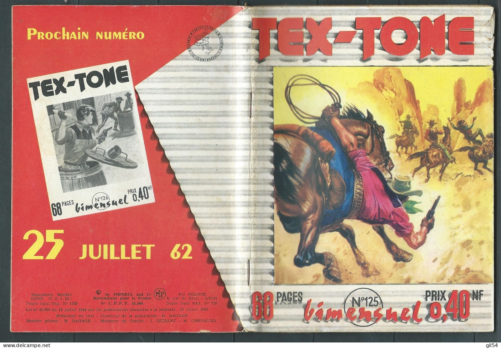 Tex-Tone  N° 125 - Bimensuel  "la Rançon  " - D.L.  19 Juillet 1962 - Tex0705 - Small Size