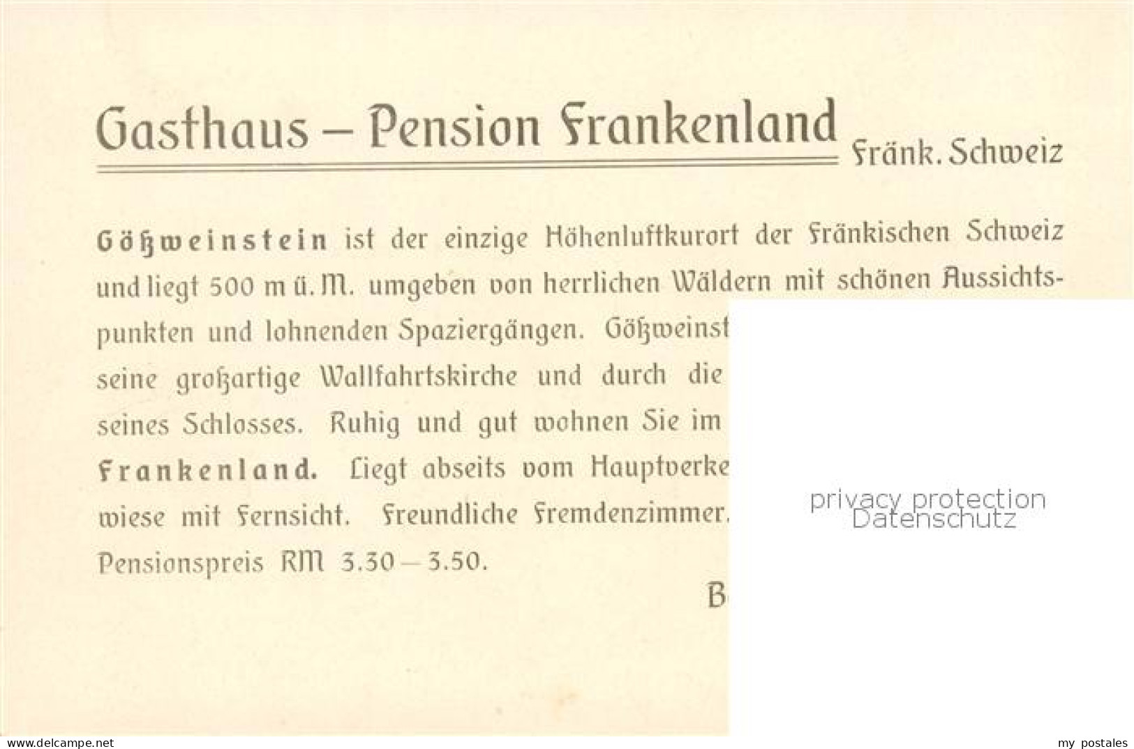 73791978 Goessweinstein Gasthaus-Pension Frankenland Informationen Goessweinstei - Otros & Sin Clasificación