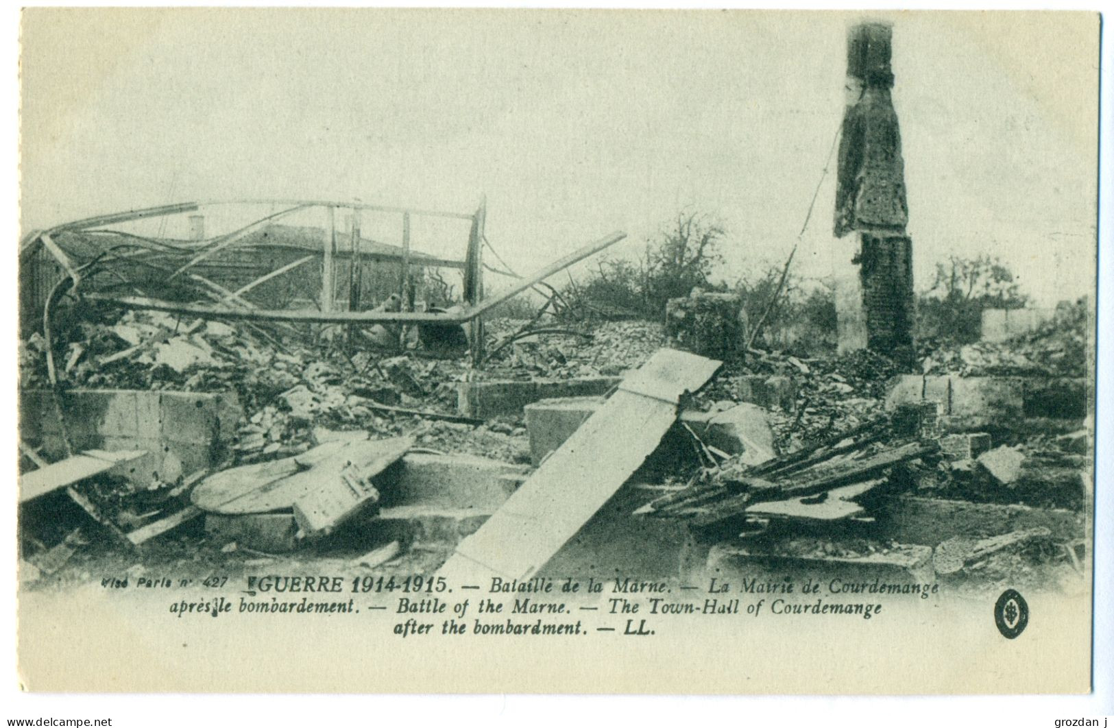 Guerre 1914-1915, Bataille De La Marne, La Mairie De Courdemange Après Le Bombardement, France - Andere & Zonder Classificatie