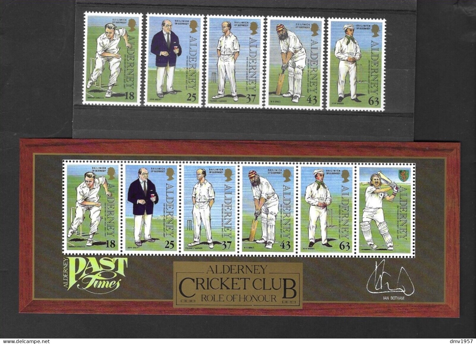 Alderney 1997 MNH 150th Anniv Of Cricket On Alderney Sg A96/100 & MS A101 - Alderney