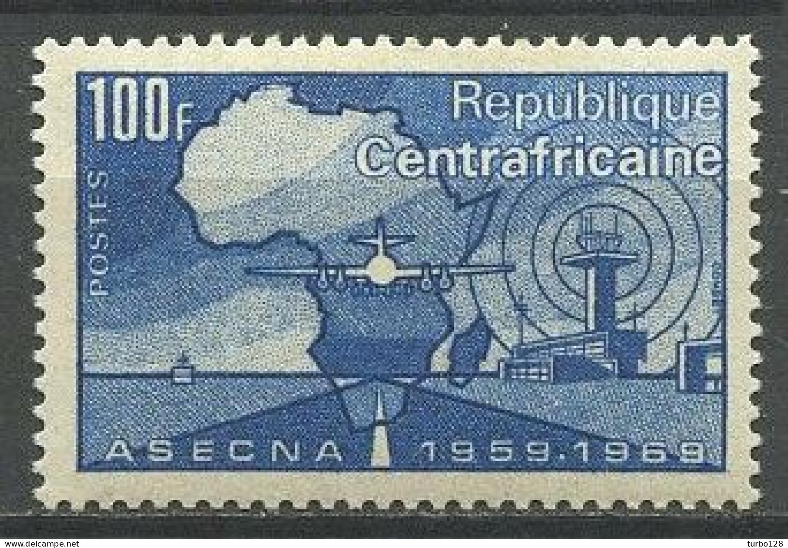 CENTRAFRICAINE 1970 N° 121 ** Neuf MNH Superbe C 2 € 10e Anniversaire De L' A.S.E.C.N.A. Carte Avion Plane Aéroport - República Centroafricana