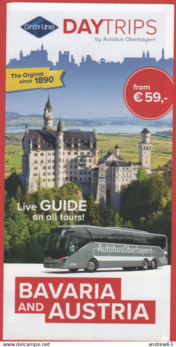 GERMANIA - GERMANY - Deutschland - ALLEMAGNE - Daytrips By Autobus Oberbayern - BAVARIA & AUSTRIA - Volantino Pieghevole - Publicités