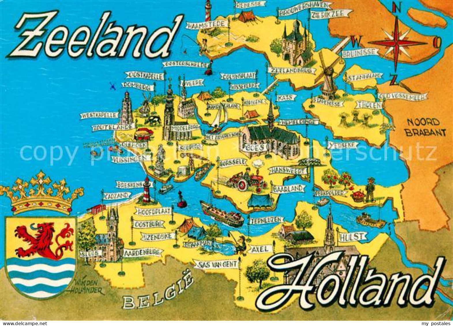 73791856 Zeeland Niederlande Landkarte Region Wappen Zeeland Niederlande - Andere & Zonder Classificatie