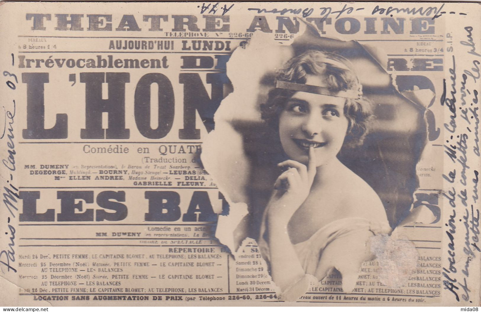 FANTAISIES . Joli Portrait De Femme Dans L'affiche L'HON  .......au Théâtre ANTOINE - Theatre