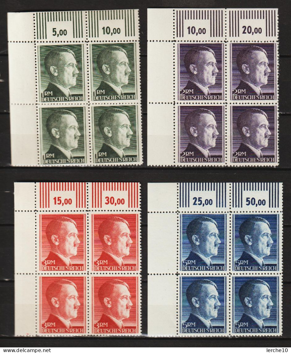 Adolf Hitler  MiNr. 799-802 A ** Bogenecken - Ungebraucht