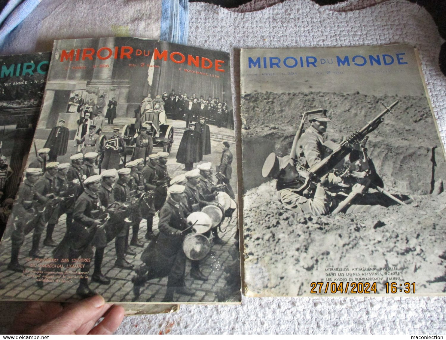 Lot De 19 Magazines Miroir Du Monde 1934 à 1936 1 Paris Match 1939 Guerre Politique Société Sport - Ferrocarril