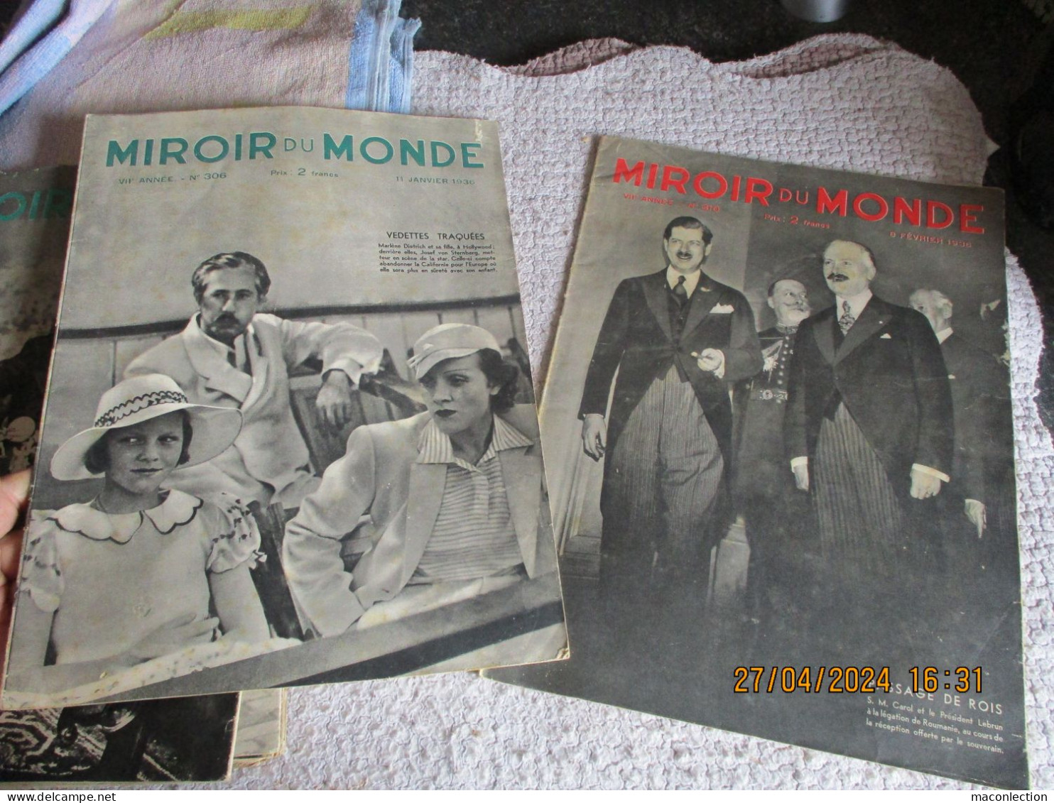 Lot De 19 Magazines Miroir Du Monde 1934 à 1936 1 Paris Match 1939 Guerre Politique Société Sport - Ferrocarril