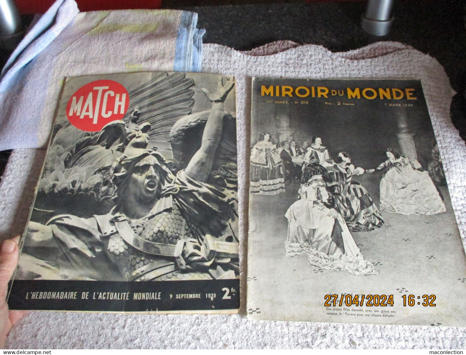 lot de 19 Magazines Miroir du Monde 1934 à 1936 1 Paris Match 1939 Guerre Politique Société Sport