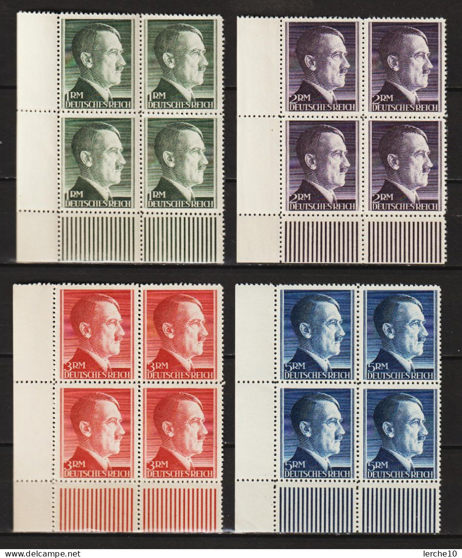 Adolf Hitler  MiNr. 799-802 A ** Bogenecken - Unused Stamps